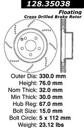 Centric Premium Brake Rotors for 2000-2002 S500, S430, 2000-2003 CL500 - 128.35038