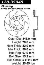 Centric Premium Brake Rotors 128.35049