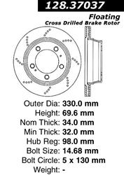 Centric Premium Brake Rotors for 2017-2020 718 BOXSTER, 718 CAYMAN, 1999-2021 911 - 128.37037