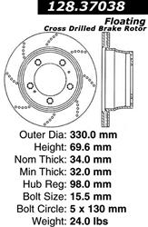 Centric Premium Brake Rotors for 2017-2020 718 BOXSTER, 718 CAYMAN, 1999-2021 911 - 128.37038