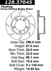 Centric Premium Brake Rotors for 2005-2008 BOXSTER, 2007-2008 CAYMAN - 128.37045