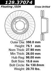 Centric Premium Brake Rotors for 2010-2011 911 - 128.37074