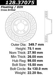 Centric Premium Brake Rotors for 2010-2021 911 - 128.37075