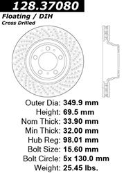 Centric Premium Brake Rotors for 2010-2013 911 - 128.37080