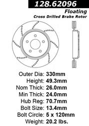 Centric Premium Brake Rotors for 2005-2013 CORVETTE, 2006-2009 XLR - 128.62096