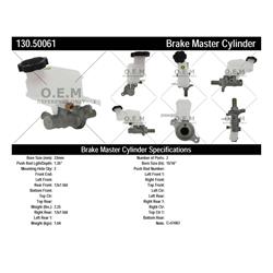 Centric Premium Brake Master Cylinders for 2014-2015 OPTIMA - 130.50061