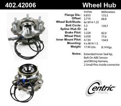 Centric Premium Wheel Bearing and Hub Assemblies for 2017-2022 ARMADA, 2011-2013 QX56, 2014-2023 QX80 - 402.42006