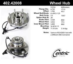 Centric Premium Wheel Bearing and Hub Assemblies for 2012-2019 ARMADA, 2012-2015 TITAN - 402.42008