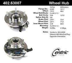 Centric Premium Wheel Bearing and Hub Assemblies 402.63007