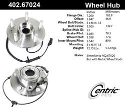 Centric Premium Wheel Bearing and Hub Assemblies for 2012-2020 1500, 2019-2022 1500 CLASSIC - 402.67024