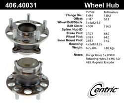 Centric Premium Wheel Bearing and Hub Assemblies for 2013-2015 ACCORD, 2015-2020 TLX - 406.40031
