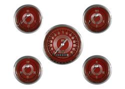 Classic Instruments V8 Red Steelie Series Gauge Sets V8RS00SHC