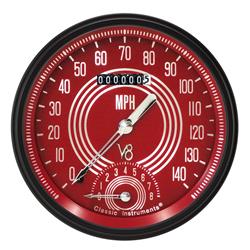 Classic Instruments V8 Red Steelie Series Gauge Sets V8RS50BLC