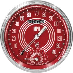 Classic Instruments V8 Red Steelie Series Gauge Sets V8RS50SLC