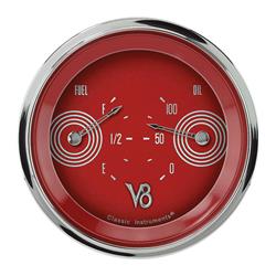 Classic Instruments V8 Red Steelie Series Gauge Sets V8RS72SHC