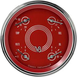 Classic Instruments V8 Red Steelie Series Gauge Sets V8RS75SLC