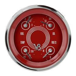 Classic Instruments V8 Red Steelie Series Gauge Sets V8RS77SHC