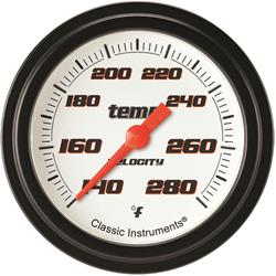 Classic Instruments Velocity White Temperature Gauge 2-5/8 Full Sweep VS326WBLF-08 Classic Instruments Velocity White Temperature Gauge 2-5/8 Full Sweep VS326WBLF-08
