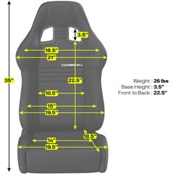 Corbeau A4 Racing Black Leather Seat L60091PR