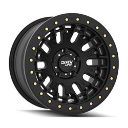 Dirty Life Wheels 9317 DT-3 Dual-Tek Series Satin Black Wheel with Simulated Beadlock Ring 17x9