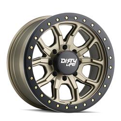 Dirty Life Wheels 9303 DT-1 Dual-Tek Series Satin Gold Wheel with Simulated Beadlock Ring 17x9