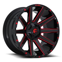 Fuel Off-Road Contra D643 Gloss Black Wheels with Candy Red Accents 20x9