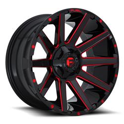 Fuel Off-Road Contra D643 Gloss Black Wheels with Candy Red Accents 22x10