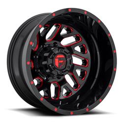 Fuel Off-Road Triton D656 Dually Gloss Black Wheels with Candy Red Accents 20x8.25