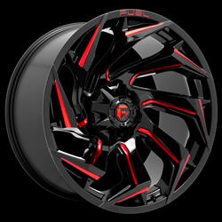 Fuel Off-Road Reaction D755 Gloss Black Milled Red Tint Wheels 20x9