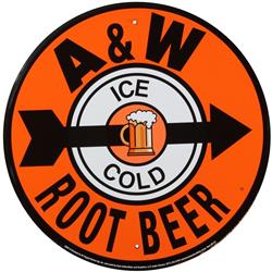 A&W Ice Cold Root Beer Round Sign SRCAW