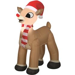 Rudolph With Scarf And Santa Hat Inflatable Décor 36888