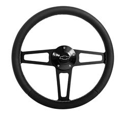 Grant Billet T-Series Black 3-Spoke Steering Wheel with Chevy Bowtie Logo Horn Button 1916