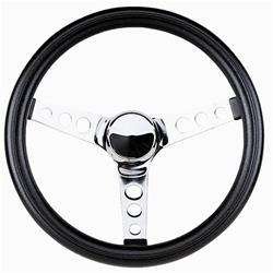 Galaxie Torino Maverick LTD Mahogany Wood on Black Spokes Steering Wheel 14" 