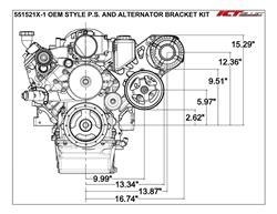 ICT Billet Alternator and Power Steering Bracket Kits 551521X-1B