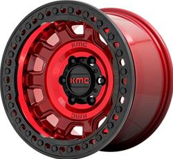 KMC KM236 Tank Beadlock Candy Red Wheels 17x9