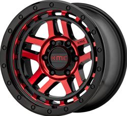 KMC KM540 Recon Gloss Black with Red Tint Wheels 17x9