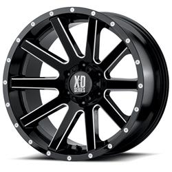 KMC XD818 Heist Gloss Black Wheels with Milled Spokes