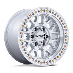 KMC KM549 GRS Gloss Silver with Machined Face Simulated Beadlock Wheels 17x8.5