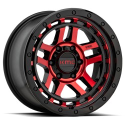 KMC KM540 Recon Gloss Black with Red Tint Wheels 18x8.5