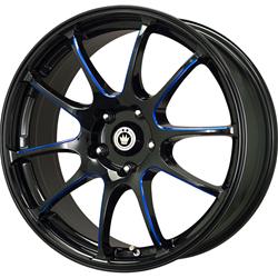 Konig Illusion Gloss Black Wheels with Blue Machined Spokes