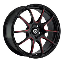 Konig Illusion Gloss Black Wheels with Red Machined Spokes 17x7