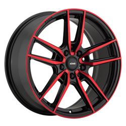 Konig Myth Gloss Black Wheels with Machined Red Tint Face 17x8