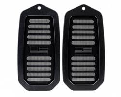 LG Billet USA Door Jamb Vents for 1970-1992 CAMARO, FIREBIRD - LG-DJV-2CAM-FLAG-BLK