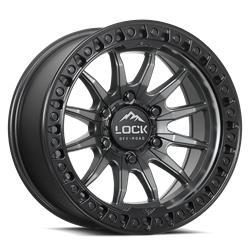 Lock Off-Road Trail Matte Gray Wheels with Matte Black Ring 17x9
