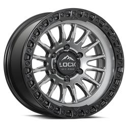 Lock Off-Road Grit Matte Gray Wheels with Matte Black Ring 17x9