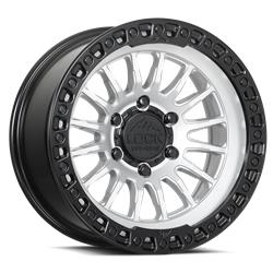 Lock Off-Road Grit Matte Silver Wheels with Matte Black Ring 17x8.5