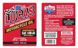 Lucas High Performance Synthetic 4T Motorcycle Oil with Moly
