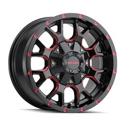 Mayhem Warrior 8015 Series Gloss Black With Prism Red Wheels 18x9