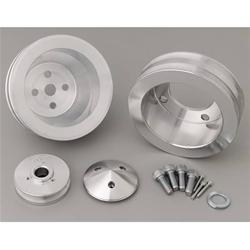 Set of 3 March Performance 1565 High Water Flow Series Clear Powdercoat Aluminum V-Belt Pulley Kit 