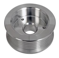 March Performance 112 Clear Powdercoat Billet Aluminum 6-Rib Alternator Pulley with Cover 